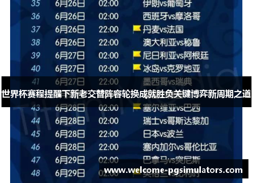 世界杯赛程提醒下新老交替阵容轮换成就胜负关键博弈新周期之道